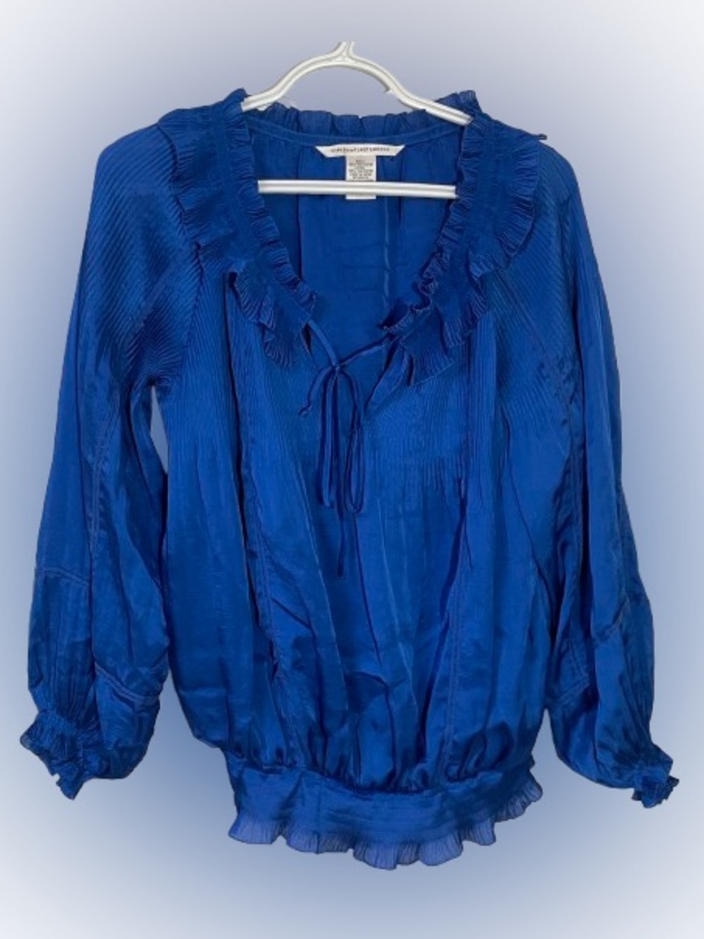 DIANE VON FURSTENBERG DVF Blouse Top Size 6 Blue Designer Business Casual